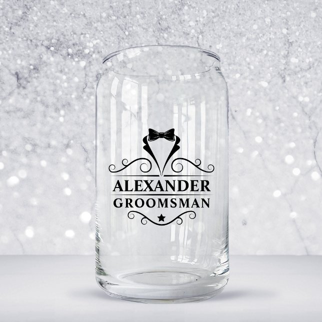 Verre Canette Cravate noire Groomsman prise (Customize to change text color.)