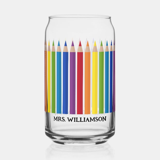 Verre Canette Crayon enseignant coloré (Recto)