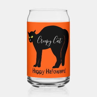 Verre Canette Creepy Halloween Black Cat