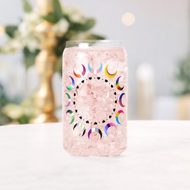 Verre Canette Crescent Pride Lunes et Coeurs Noirs (Insitu (Mariage))