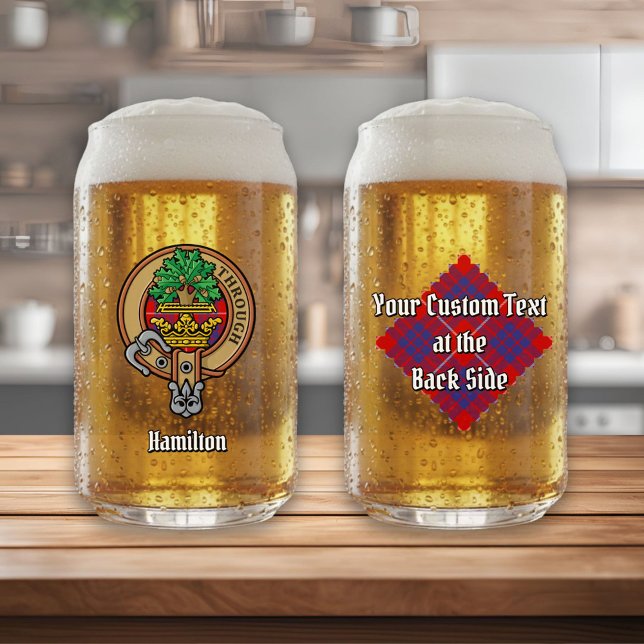 Verre Canette Crête du clan Hamilton sur tartan rouge (Créateur téléchargé)