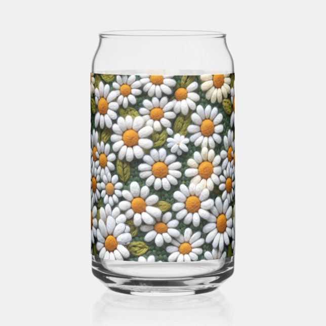 Verre Canette Crochet White Daisies Spring Wildflowers (Recto)