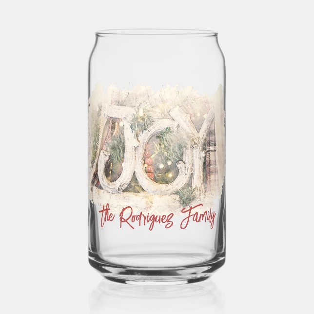 Verre Canette Croquis crayon Rustique JOIE Art de Noël (Gauche)
