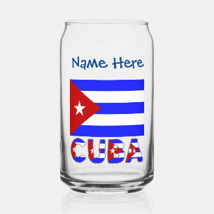 Verre Canette Cuba et Drapeau Cubain Personnalisé Bleu Clair 