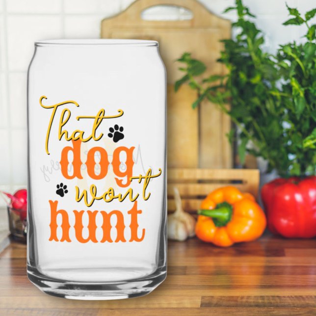 Verre Canette Cuisine du Sud que le chien ne chassera pas Citati (Southern Kitchen That Dog Won't Hunt Quote Yellow Can Glass)