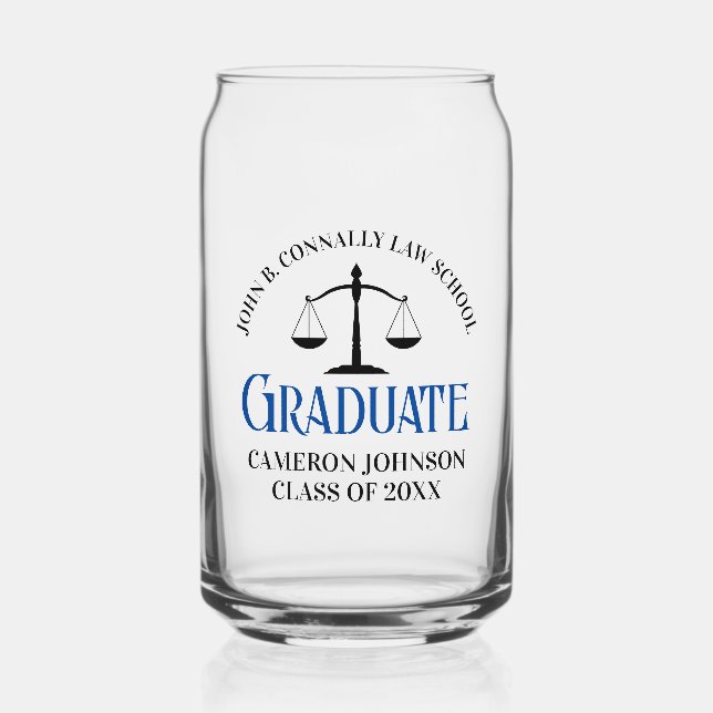 Verre Canette Custom Blue Law School Graduation Keepsaké (Recto)