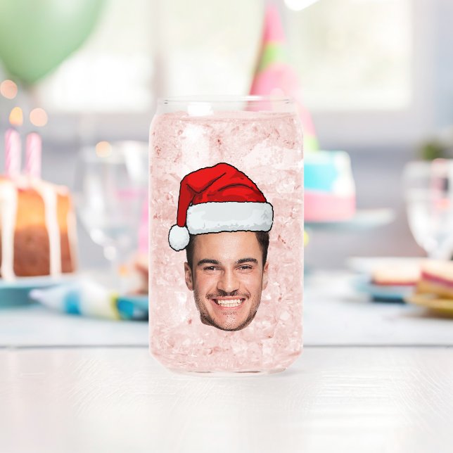 Verre Canette Custom Face Photo Santa Hat Christmas (Insitu (Anniversaire))