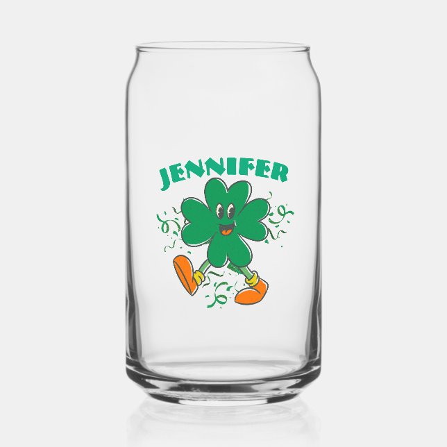 Verre Canette Custom Shamrock, Personalized firstName St Patrick (Recto)
