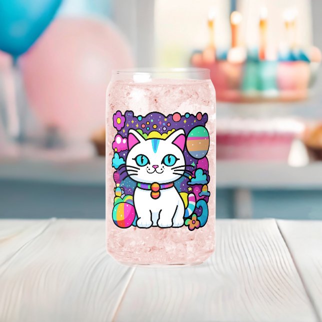 Verre Canette Cute blanc Cosmique Espace Kitty Chat (Insitu (Baby Shower))