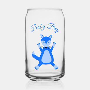 Verre Canette Cute Blue Baby Boy Fox Custom Gender Revela