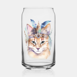 Verre Canette Cute boho aquarelle hippie chat design