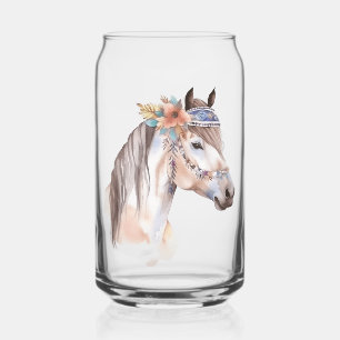 Verre Canette Cute boho aquarelle hippie design cheval