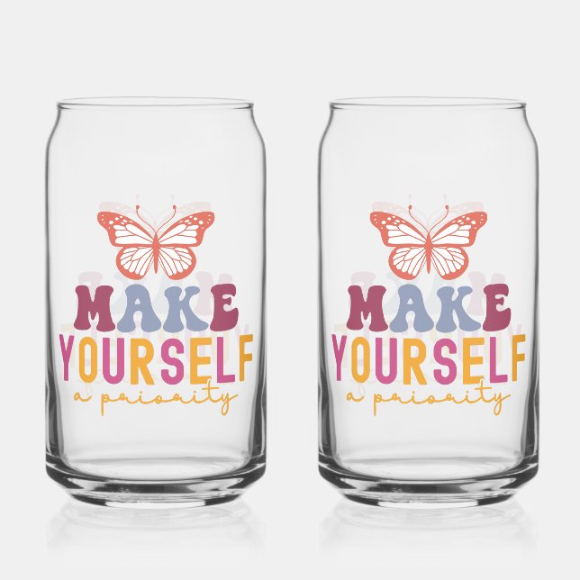 Verre Canette Cute Butterfly Mental Health Inspirational Design (Recto)