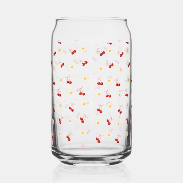 Verre Canette Cute Cerise arc avec floral (Droite)