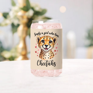Verre Canette Cute Cheetah Lover Faune Art avec accents de coeur