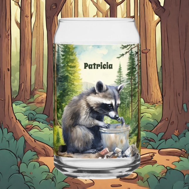 Verre Canette Cute Country raccoon ajouter nom (Créateur téléchargé)