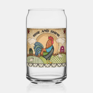 Verre Canette Cute Country rooster rise brille ferme