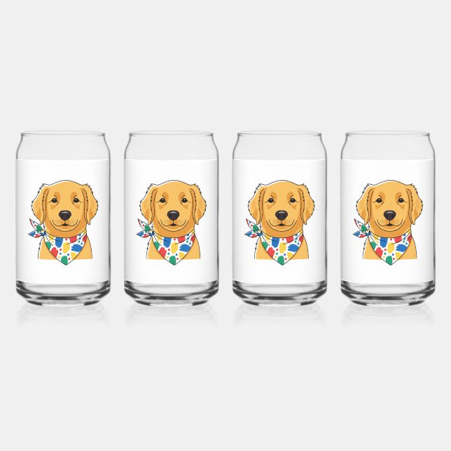 Verre Canette Cute Golden Retriever Dog Illustration Can Glass S (Recto)