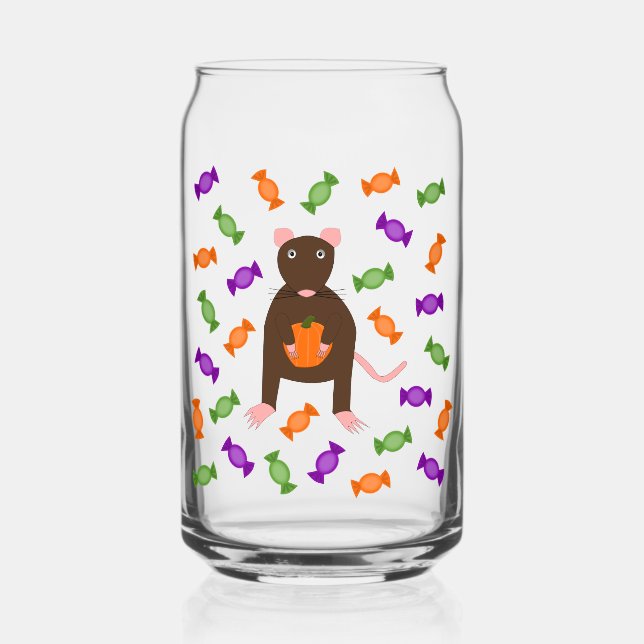 Verre Canette Cute Halloween Rat et Citrouille (Recto)