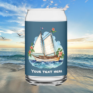 Verre Canette Cute Hawaiian Sailboat ajouter texte plage
