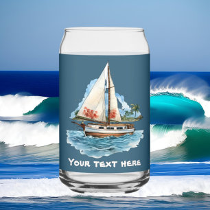Verre Canette Cute Hawaiian Sailboat ajouter texte plage