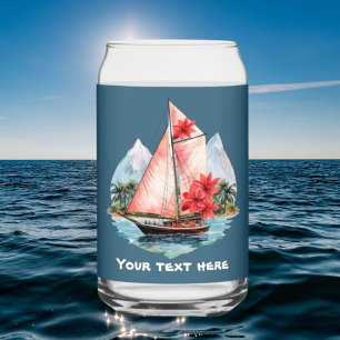 Verre Canette Cute Hawaiian Sailboat ajouter texte plage
