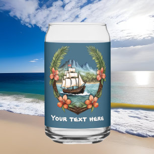 Verre Canette Cute Hawaiian Sailboat ajouter texte plage