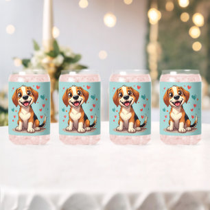 Verre Canette Cute Kawaii Beagle avec Coeurs Jouer Chien