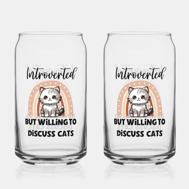 Verre Canette Cute Kitten Boho Rainbow "Introverted" Graphic (Recto)