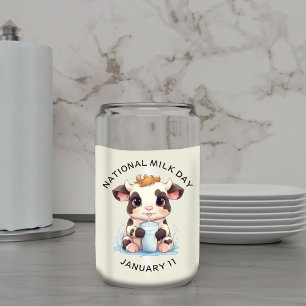 Verre Canette Cute Noir & Blanc Kawaii Bébé Vache Boire Lait