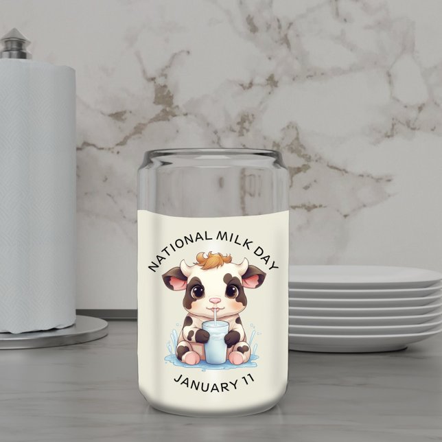 Verre Canette Cute Noir & Blanc Kawaii Bébé Vache Boire Lait (Créateur téléchargé)