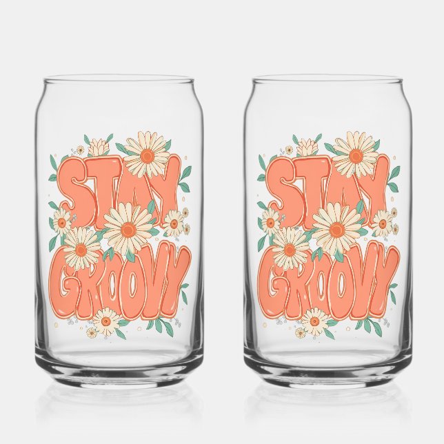 Verre Canette Cute Orange Hippie Typography (Recto)