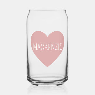 Verre Canette Cute Pastel Pink Heart personnalisé