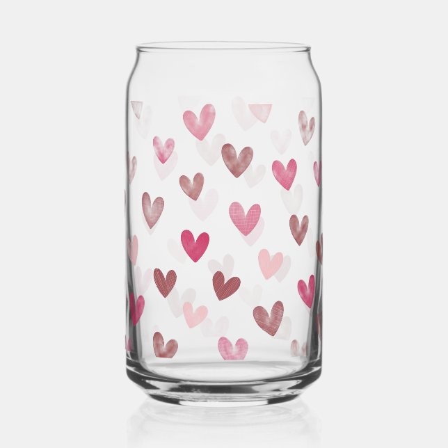Verre Canette Cute Pink Heart Pattern – Romantic &Stylish Design (Recto)