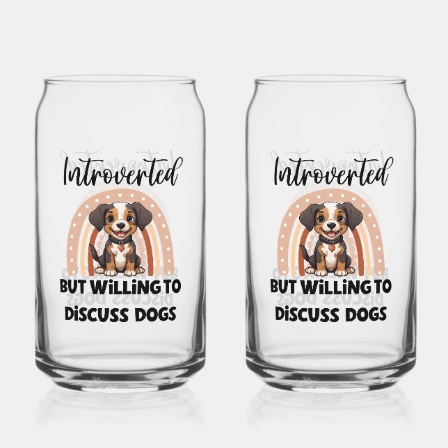 Verre Canette Cute Puppy Boho Rainbow "Introverted" Graphic (Recto)