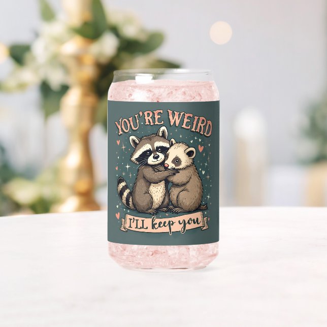 Verre Canette Cute Raccoon et Ferret Hug avec citation amusante (Insitu (Mariage))