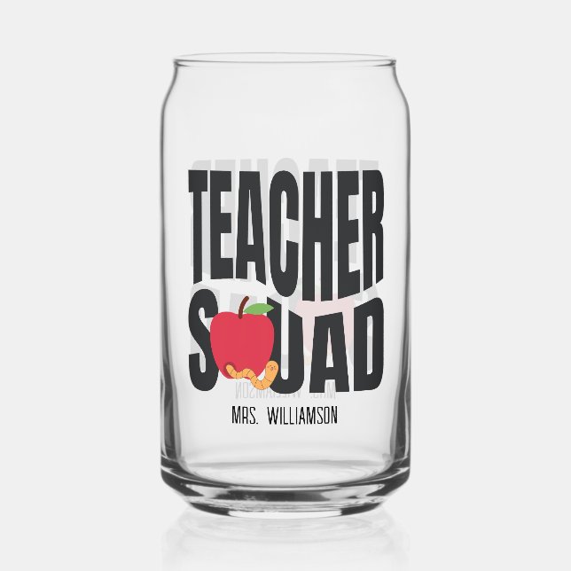 Verre Canette Cute Red Apple Teacher Squad (Recto)