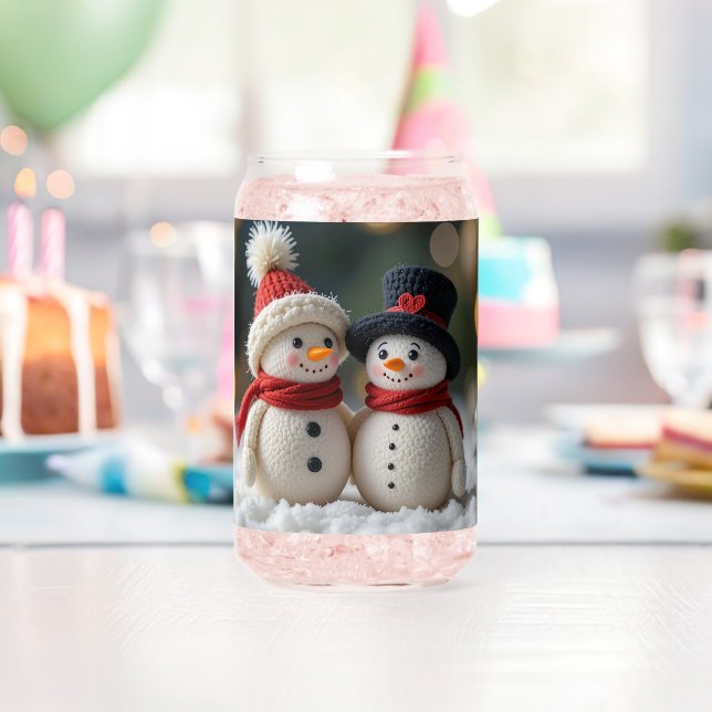 Verre Canette cute snowman together (Insitu (Anniversaire))