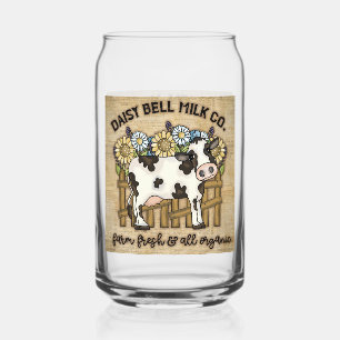 Verre Canette Cute Vache laitière de ferme