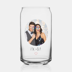 Verre Canette Cute Whimsical Heart Monogram Mariage Photo