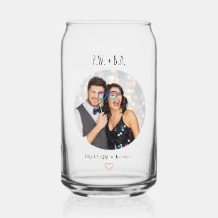 Verre Canette Cute Whimsical Heart Monogram Mariage Photo person