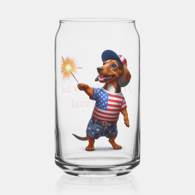 Verre Canette Dachshund 4 juillet  (Recto)