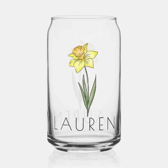 Verre Canette DAFFODIL Mars Fleur de naissance Nom personnalisé (Recto)