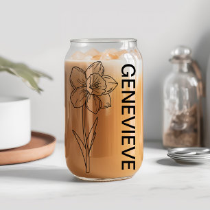 Verre Canette Daffodique de fleur de naissance de mars avec nom 