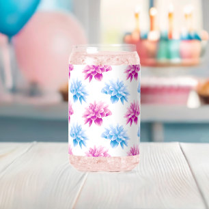 Verre Canette Dahlia Rose, Dahla Bleue, Motif Floral, Fleurs
