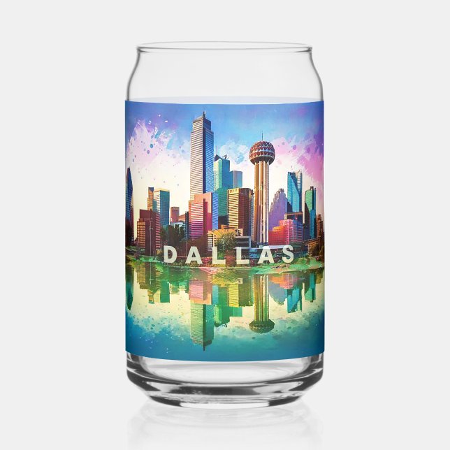Verre Canette Dallas Skyline coloré (Verso)