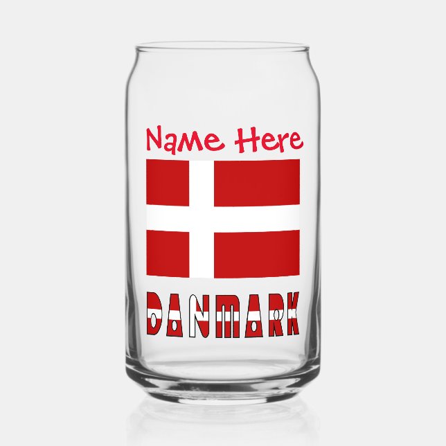 Verre Canette Danmark Dannebrog Drapeau Rouge Personnalisation  (Recto)