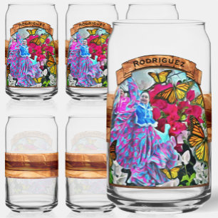 Verre Canette Danse avec Fleurs et Papillons PV01