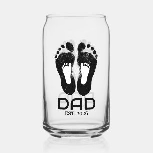Verre Canette Date de naissance Empreintes de bébé Nouveau Papa