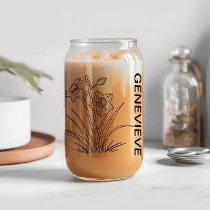 Verre Canette Décembre Fleur de naissance Narcisse avec nom pers